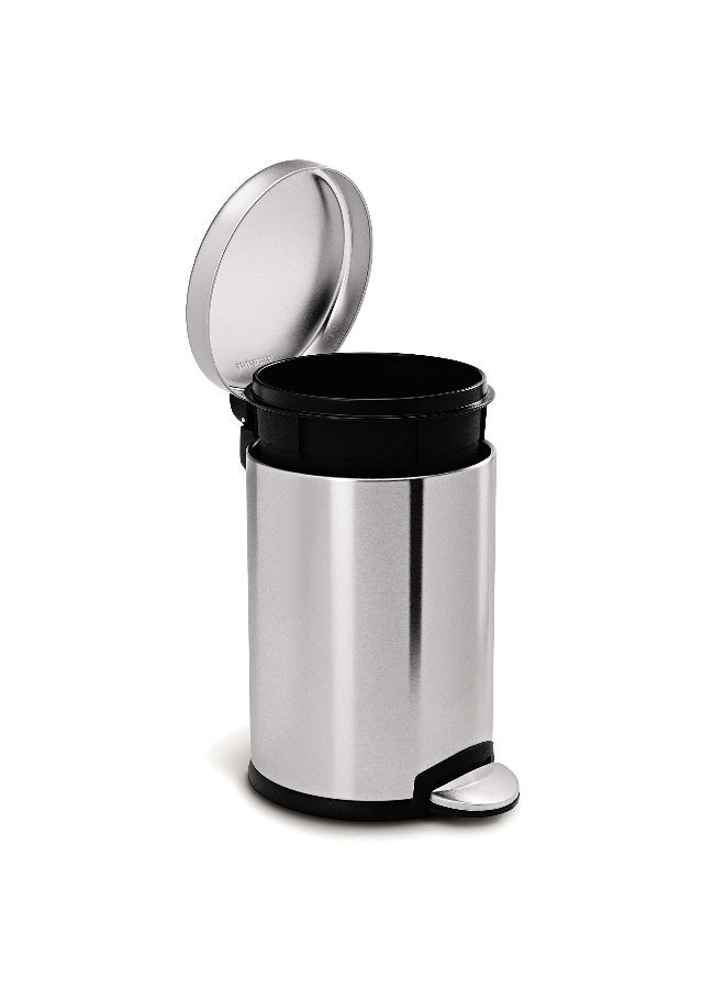 simplehuman 45 Liter 12 Gallon Round Bathroom Step Trash Can Brushed Stainless Steel - Image 4