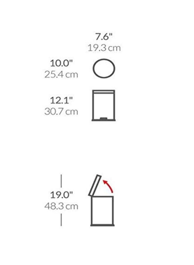 simplehuman 45 Liter 12 Gallon Round Bathroom Step Trash Can Brushed Stainless Steel - Image 3