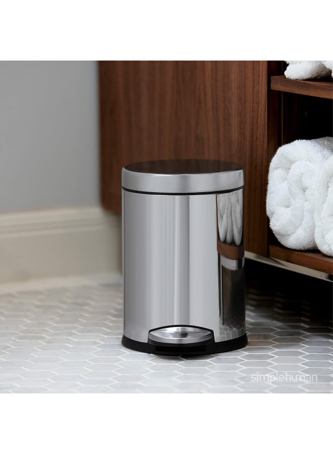 simplehuman 45 Liter 12 Gallon Round Bathroom Step Trash Can Brushed Stainless Steel - Image 2