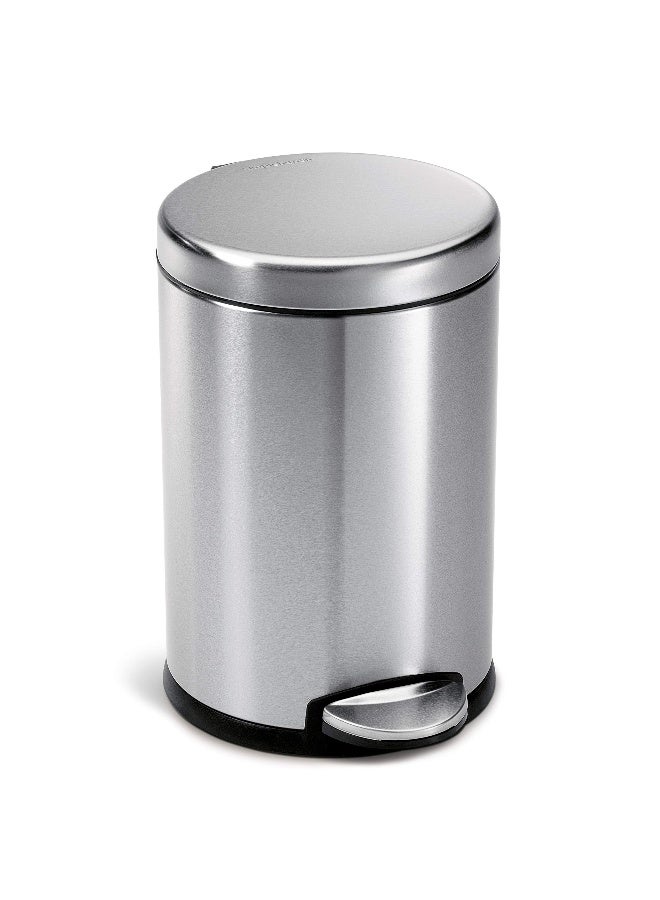 simplehuman 45 Liter 12 Gallon Round Bathroom Step Trash Can Brushed Stainless Steel - Image 1