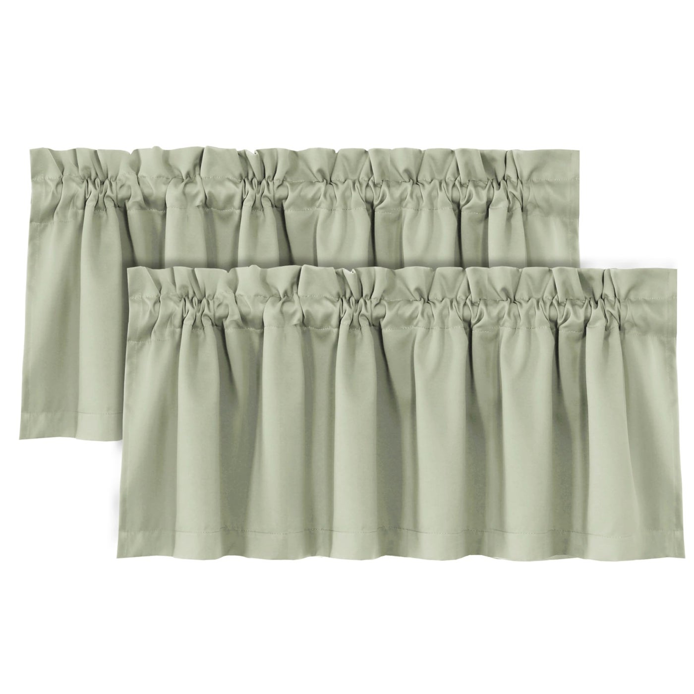 H.VERSAILTEX 100% Blackout Curtain Valances for Kitchen Windows/Bathroom/Living Room/Bedroom Thermal Insulated Rod Pocket Valances for Windows, 2 Pack, 52" x 18", Light Sage