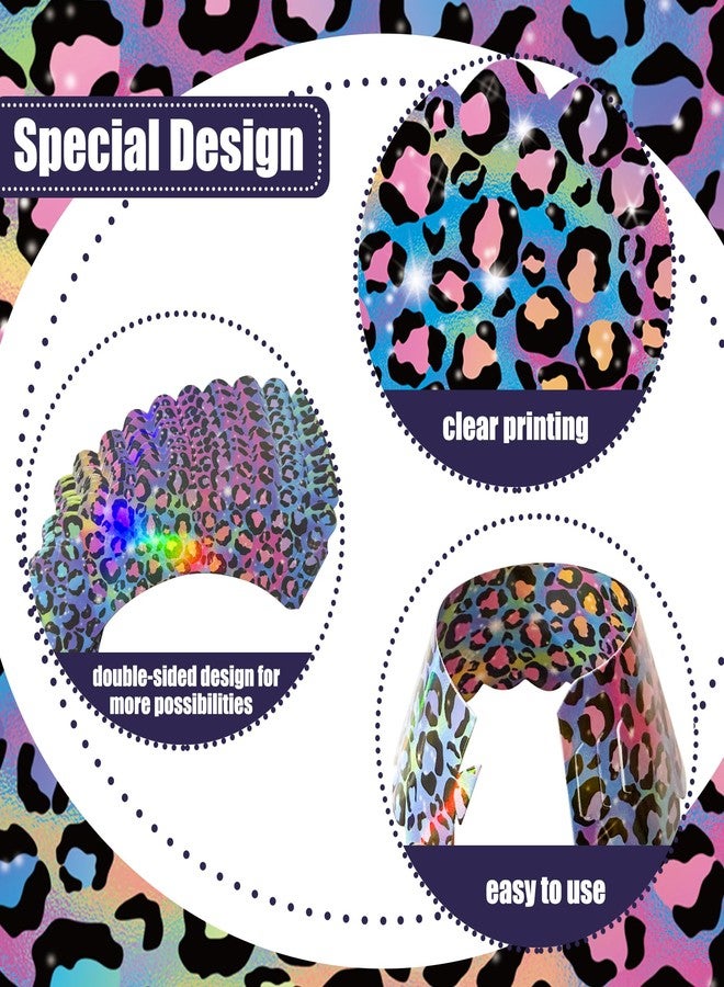 umoni Rainbow Leopard Cupcake Wrappers 24Pcs Neon Leopard Birthday Party Decorations Colorful Cheetah Print Cupcake Wrappers Cheetah Cupcake Liners for Safari Jungle Theme Party Supplies - Image 5