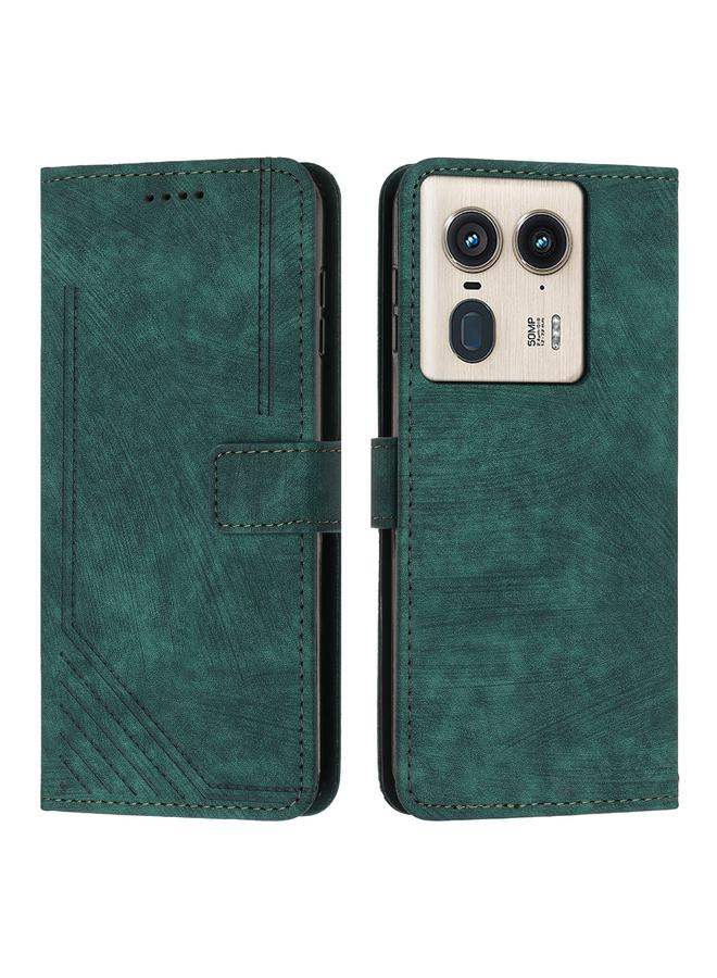 S-TOP Case For Motorola Edge 50 Ultra Skin Feel Stripe Pattern Leather Phone Case with Long Lanyard - Image 1