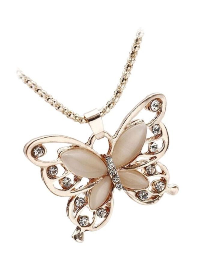 CYTHERIA Opal Butterfly Long Chain Pendant Necklace - Image 1