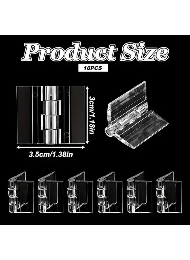 16 Transparent Acrylic Hinges Durable Metal Construction 9.84x13.78inch Surface Mount - Image 1