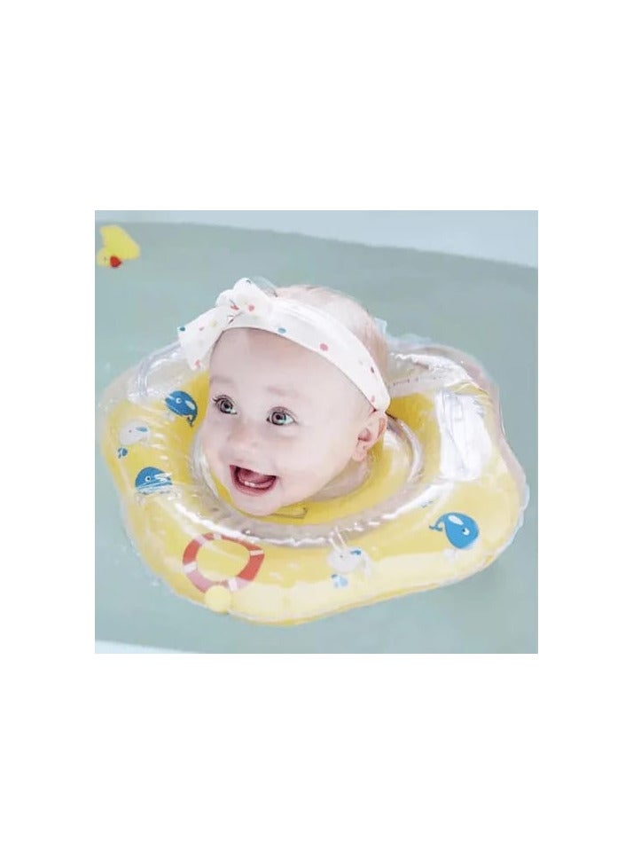 Inflatable Baby Neck Ring for Infant in Swimming Pool, Baby Bath Safety Aids (Yellow)