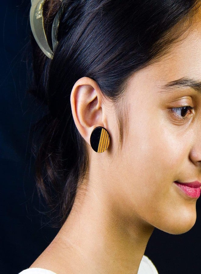 ORENAME Wooden Stud Earrings 1 Pair Set Handmade Wooden Earrings with Ear Backs for Women and Girls Different Shapes and Colors for Girls and Women(Style-2) - Image 2