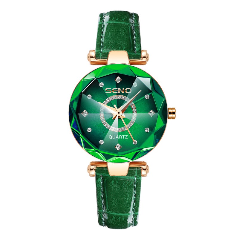 Hot Selling Ocean Heart Quartz Watch for Women with Diamond-Encrusted Steel Band, Waterproof