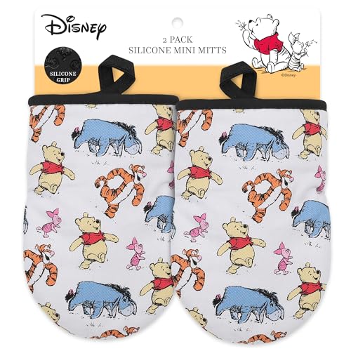 Disney Oven Mitts 55 x 75 HeatResistant Mini Oven Mitts with NonSlip Printed Silicone Disney Silhouettes Mickey Minnie Stitch Winnie The Pooh