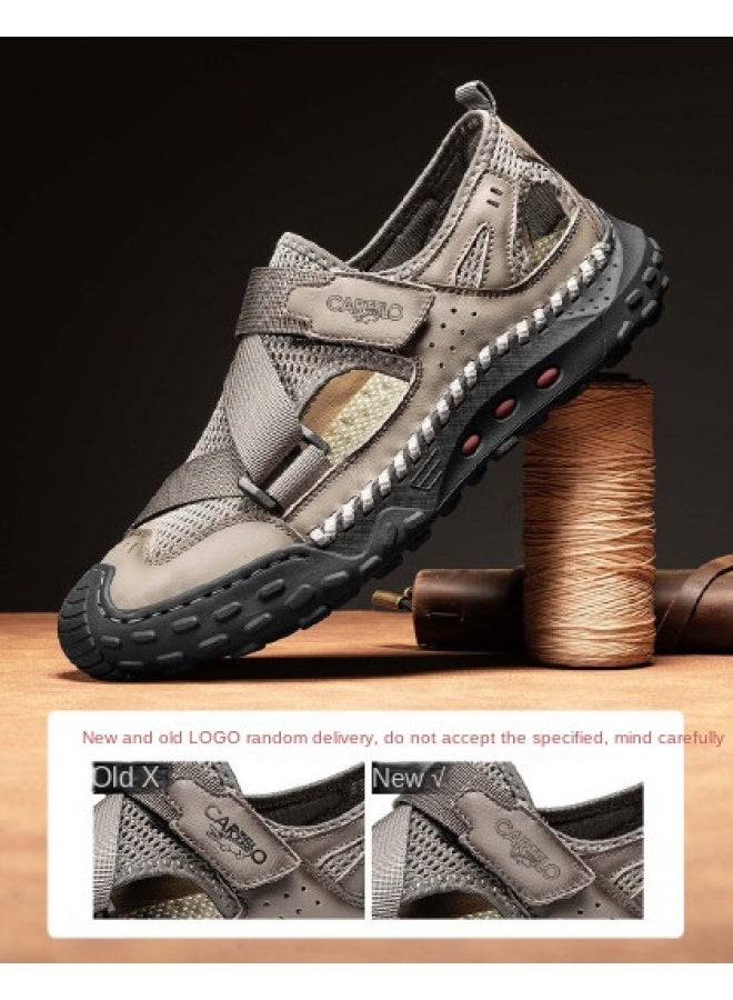 CARTELO Hot Sale【amphibious】men's Genuine Leather Sandals Breathable Mesh Water Sports Shoes Outdoor Adventure Sandals For Men - Image 1