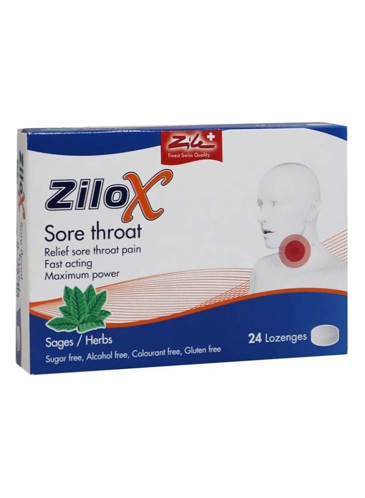 Zilox Sore Throat Solid Lozenges 24S