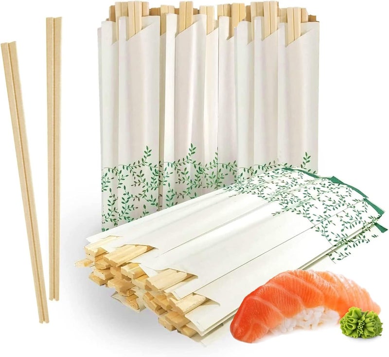 Happy Sales 200 Pairs Wooden Chopsticks I Solid No Splinters Smooth Sturdy Chop sticks I Individually Wrapped Disposable Chopstick 