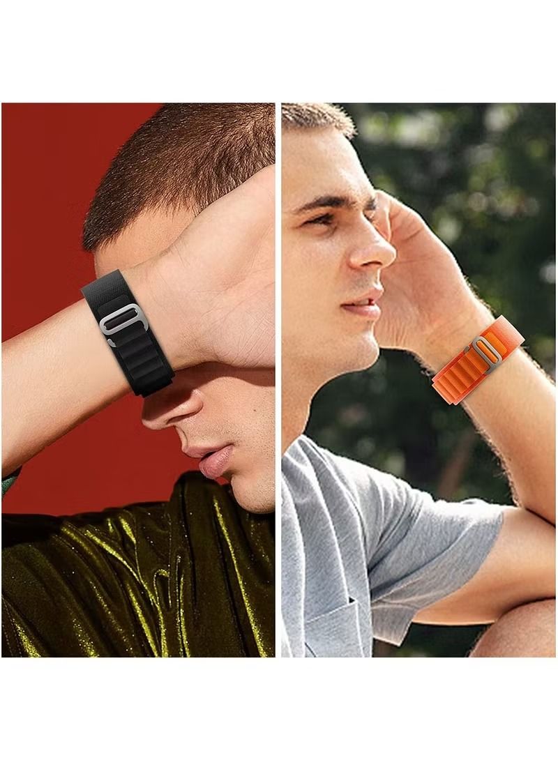 إيف 4 عبوات من حزام ساعة نيلون رياضي بحلقة جبال الألب لساعة أبل فائقة 49 ملم / 45 ملم / 44 ملم / 42 ملم برتقالي أسود أخضر ستارلايت - Image 3