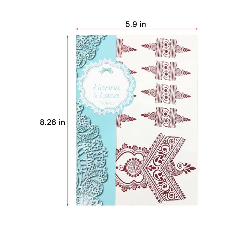 PPVWEY 10 Sheets Henna Tattoos Temporary Stickers 10Pcs Brown Tattoo Templates Women Body Art Stickers for Wedding Party(10pcs Brown) - Image 4