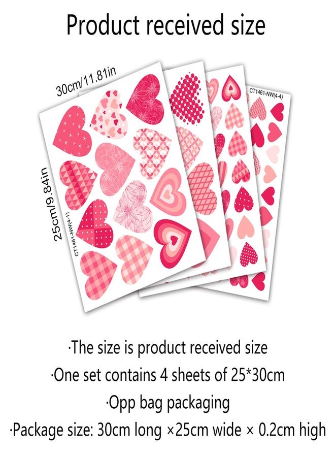 Demonwer Valentine's Day Heart Window Clings Double-Sided Valentine Gonme Heart Window Stickers Decals Romantic Love Heart Window Clings Stickers for Valentines Day Decoration Supplies (Valentine-2) - Image 3