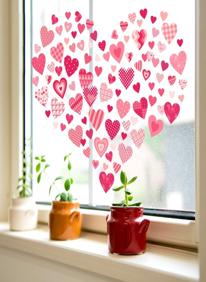 Demonwer Valentine's Day Heart Window Clings Double-Sided Valentine Gonme Heart Window Stickers Decals Romantic Love Heart Window Clings Stickers for Valentines Day Decoration Supplies (Valentine-2) - Image 4