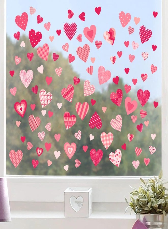 Demonwer Valentine's Day Heart Window Clings Double-Sided Valentine Gonme Heart Window Stickers Decals Romantic Love Heart Window Clings Stickers for Valentines Day Decoration Supplies (Valentine-2) - Image 5