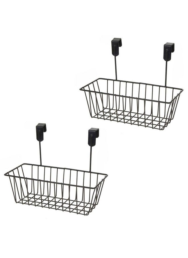 Go Hooked Go Hooked Hanging Storage Basket, Cabinet Door Organiser, Over Door Kitchen Cabinet Storage Basket Rack Holder Hanging Organiser Durable Construction Space Saving Pack of 2  - Image 1