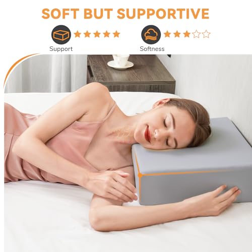 TOPPURE Cube Memory Foam Pillow for Side Sleepers(12"x12"x5" Medium Soft), Cervical Pillow for Neck and Shoulder Pain Relief, Coach Pillow, Travel Pillow with Washable Pillowcase, White - Image 5