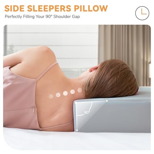TOPPURE Cube Memory Foam Pillow for Side Sleepers(12"x12"x5" Medium Soft), Cervical Pillow for Neck and Shoulder Pain Relief, Coach Pillow, Travel Pillow with Washable Pillowcase, White - Image 4