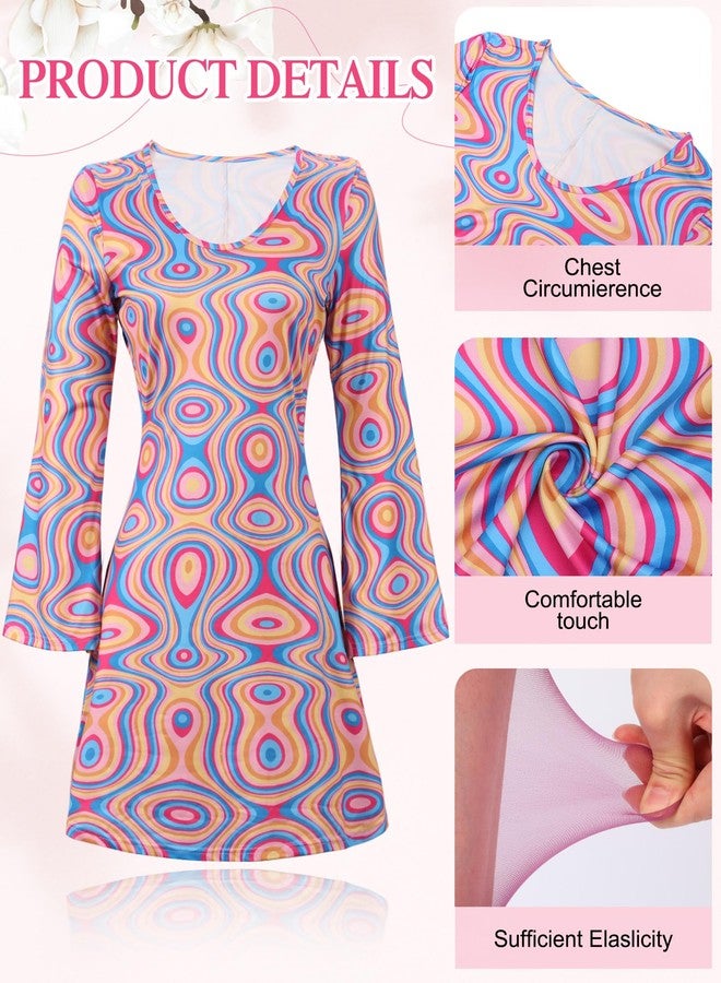 Janmercy 5 Pcs 70s 80s Hippie Costumes Accessories for Women 70's Disco Outfit for Halloween Party Cosplay(Medium,Retro) - Image 2