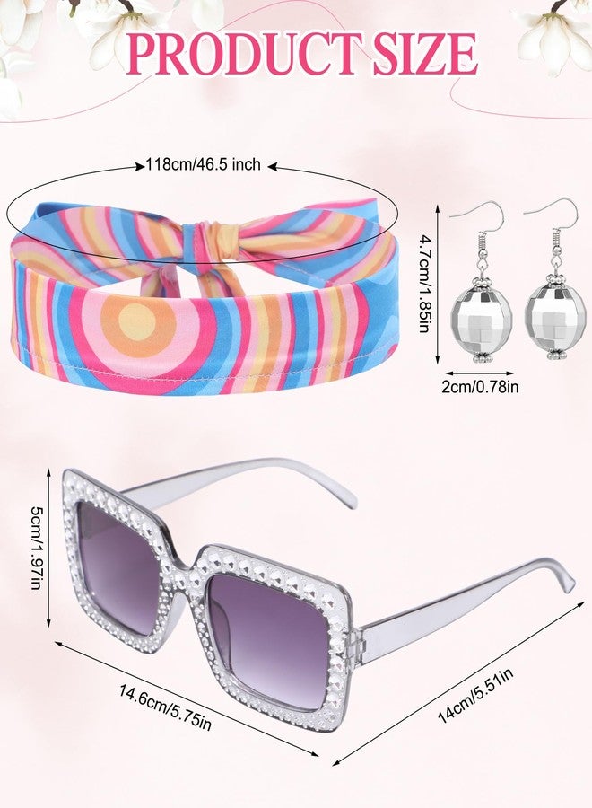 Janmercy 5 Pcs 70s 80s Hippie Costumes Accessories for Women 70's Disco Outfit for Halloween Party Cosplay(Medium,Retro) - Image 3