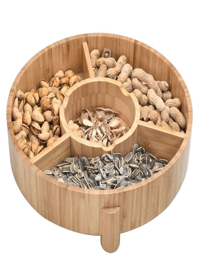 MobileVision Bamboo Dish Snack Bowl for Pistachios, Peanuts, Sunflower Seeds, Fruit, Olives, Edamame & more Serving Dish for entertaining and gifting - Image 1