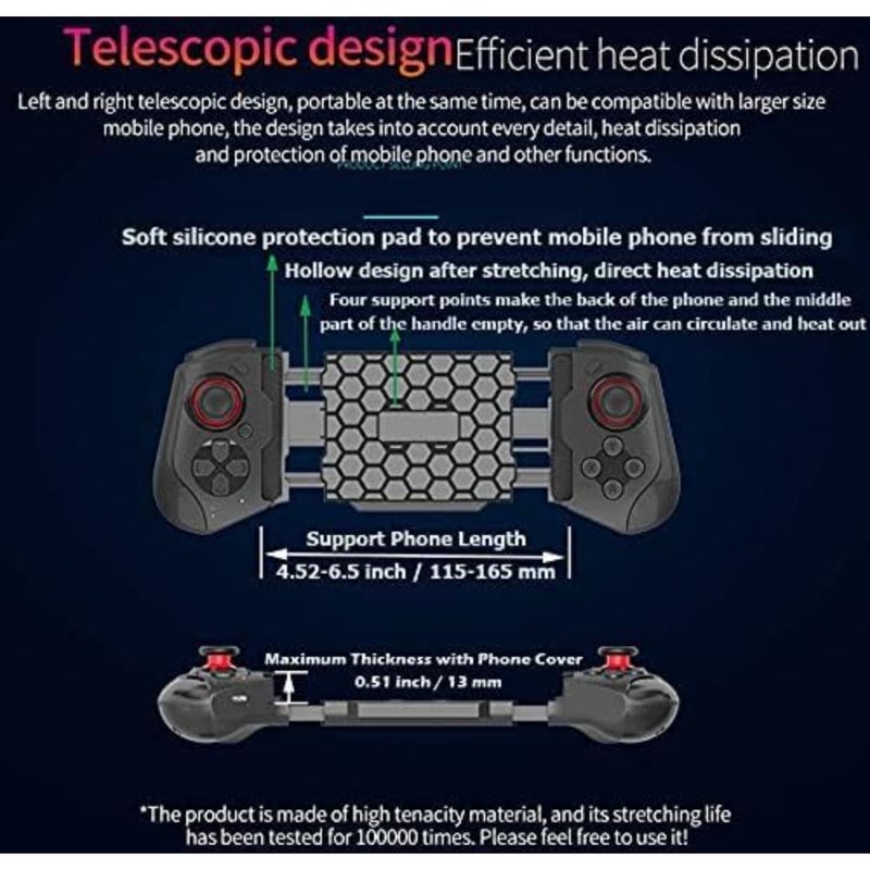 Mobile Gaming Controller for iPhone iOS Android PC Wireless Gamepad Joystick for iPhone 17/iPhone 16/15/14/12, iPad, MacBook, Galaxy S22/S21/S20, TCL, Tablet, PC - 18+ Hour Battery Life - COD - Image 4