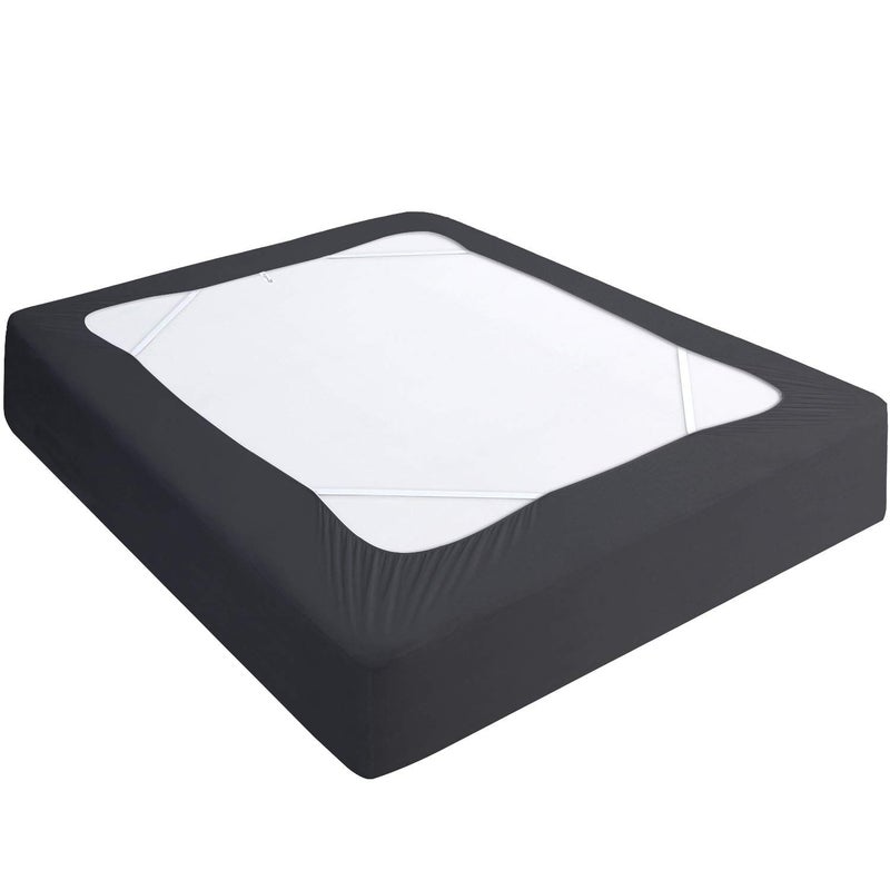 Box Spring Cover Full Size Elastic Fabric Wrap Around 4 Sides Bed Skirt Sleek Alternative for Bed Skirts for HotelHome Fits Box Springs up to 13 Black