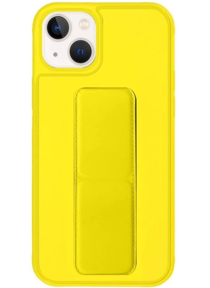 Raxoom Hand Grip Foldable Magnetic Kickstand Wrist Strap Finger Grip Case Cover For Apple iPhone 14 Plus 6.7 inch Yellow - Image 3