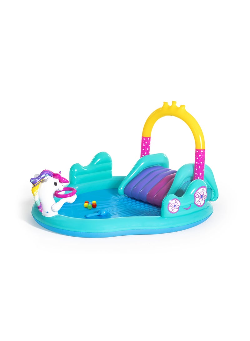 Bestway Inflatable Playcenter Magic Unicorn 274x198x137cm | with Inflatable Slide and Water Splash | Kiddie Pool | Kids Pool | Easy to Set Up | Backyard Pool | Family Pool Perfect for Summer - Image 1
