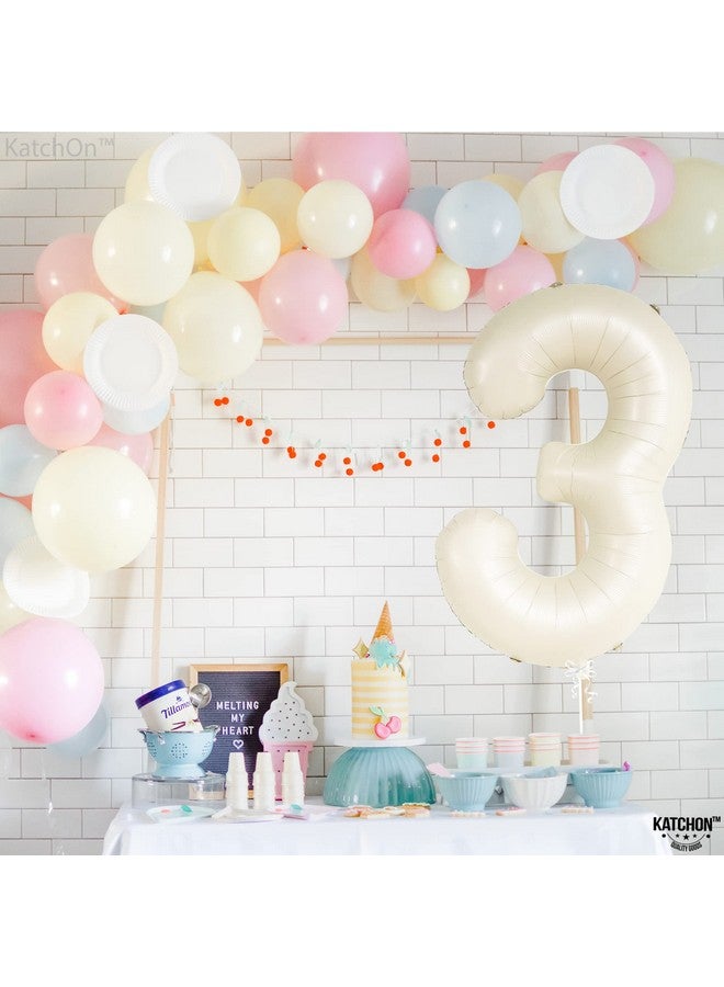 KatchOn, Cream White Number 3 Balloon Neutral - Giant, 40 Inch, Three Balloon | 3 Balloon Number for Young Wild and Three Decorations Girl | 3 Anniversary Decorations - Image 3