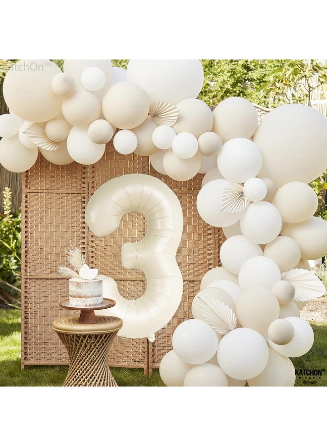 KatchOn, Cream White Number 3 Balloon Neutral - Giant, 40 Inch, Three Balloon | 3 Balloon Number for Young Wild and Three Decorations Girl | 3 Anniversary Decorations - Image 5
