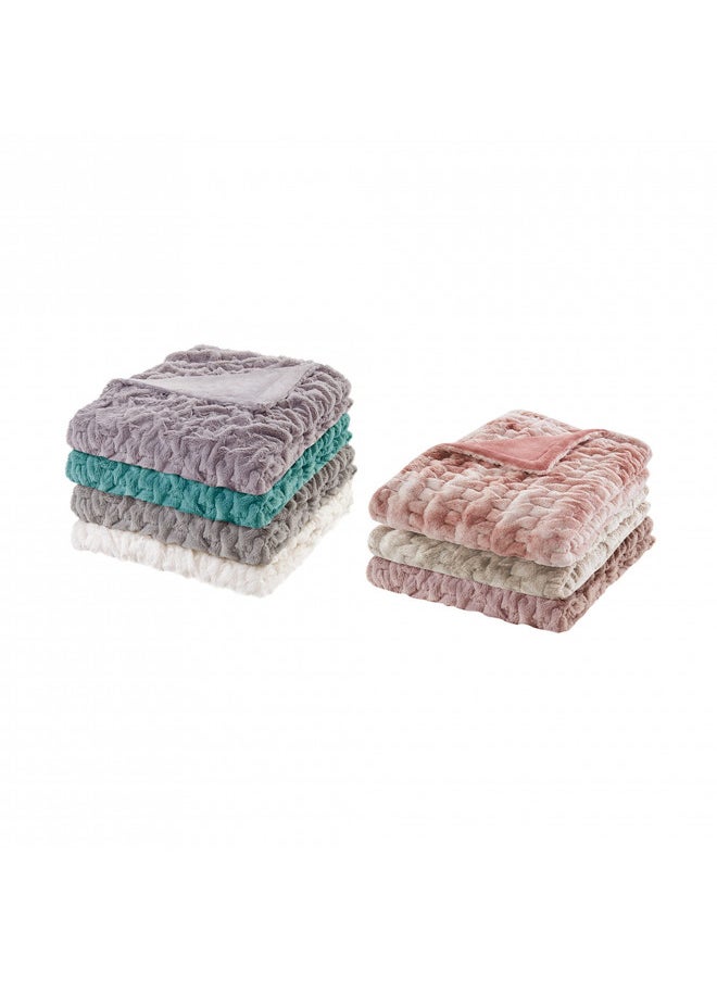 Comfort Spaces Comfort Spaces Luxurious & Fuzzy Soft Ruched Faux Fur Plush Throw Blanket Set with 2 Matching Square Pillow Covers, for Sofa,Chair, Couch, Living Room, Home Office, Tan Tie Dye 50"x 60"  - Image 5