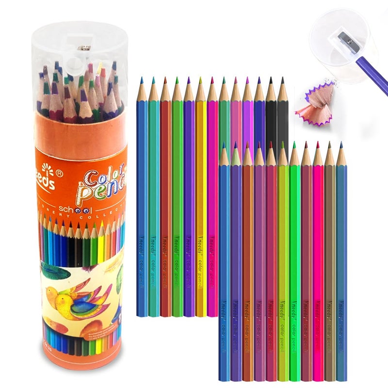 FunBlast Colour Pencils Set for Kids, 24 Pcs Colorful Soft Wax Pencil Colors/Artist Sketching, Drawing Color Pencils for Art Craft Work, Professional Colouring Pencils for Artists, Beginners - Image 1