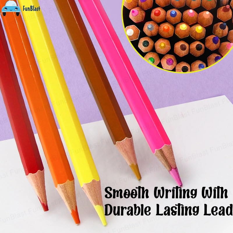 FunBlast Colour Pencils Set for Kids, 24 Pcs Colorful Soft Wax Pencil Colors/Artist Sketching, Drawing Color Pencils for Art Craft Work, Professional Colouring Pencils for Artists, Beginners - Image 3