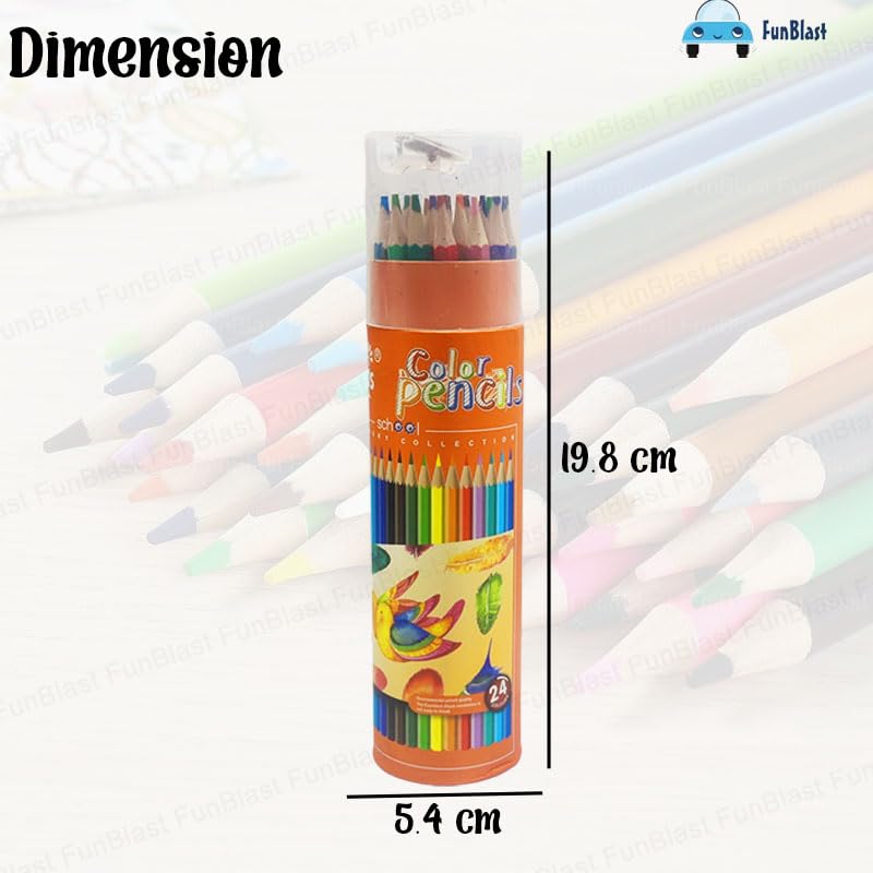 FunBlast Colour Pencils Set for Kids, 24 Pcs Colorful Soft Wax Pencil Colors/Artist Sketching, Drawing Color Pencils for Art Craft Work, Professional Colouring Pencils for Artists, Beginners - Image 2