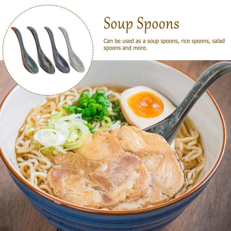 4Pcs Japanese Ceramic Soup Spoons Set Kiln Glazed Multipurpose Porcelain Tableware - Image 5