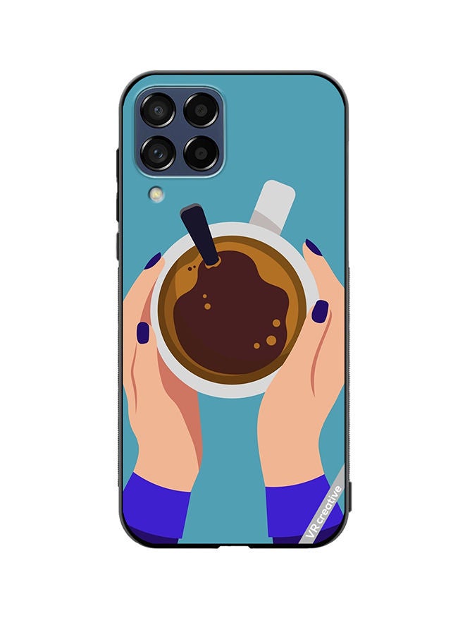 VR CREATIVE Protective Case Cover For Samsung Galaxy M33 Female Hands Holding Cup Of Coffee Design Multicolour - Image 1