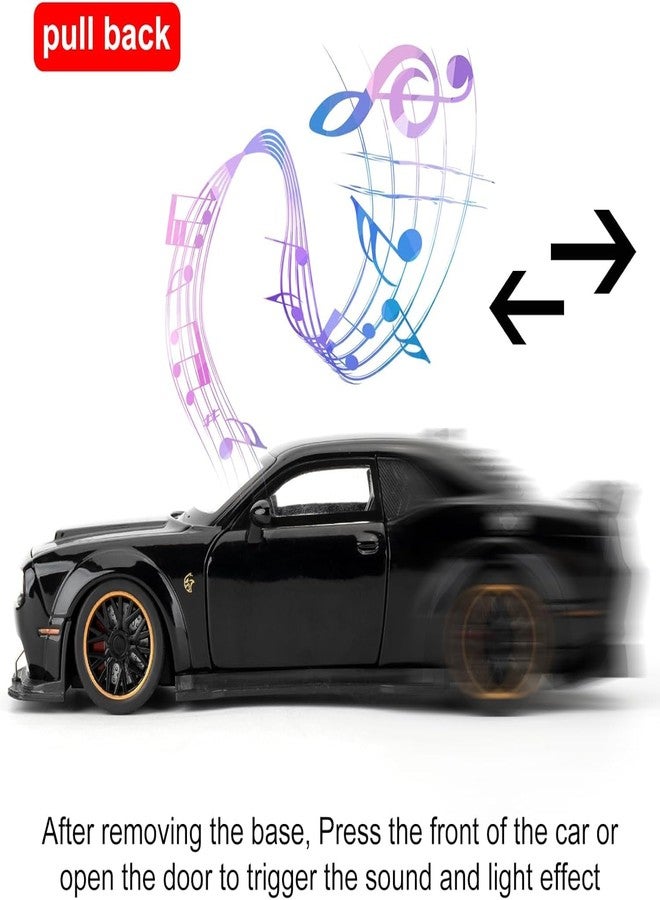 FEXXA Hellcat 1:32 Scale Dodge Challenger Die-Cast Metal Toy Model Car for Kids - Pull Back Mechanism, Birthday Gift for 3+ Year Old Boys (Hellcat Black) - Image 3