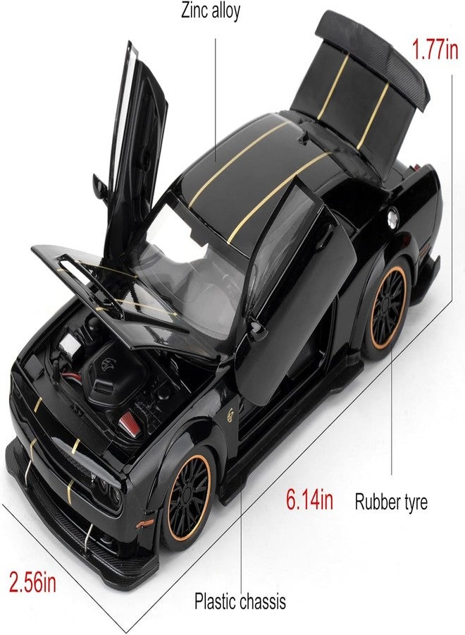 FEXXA Hellcat 1:32 Scale Dodge Challenger Die-Cast Metal Toy Model Car for Kids - Pull Back Mechanism, Birthday Gift for 3+ Year Old Boys (Hellcat Black) - Image 2