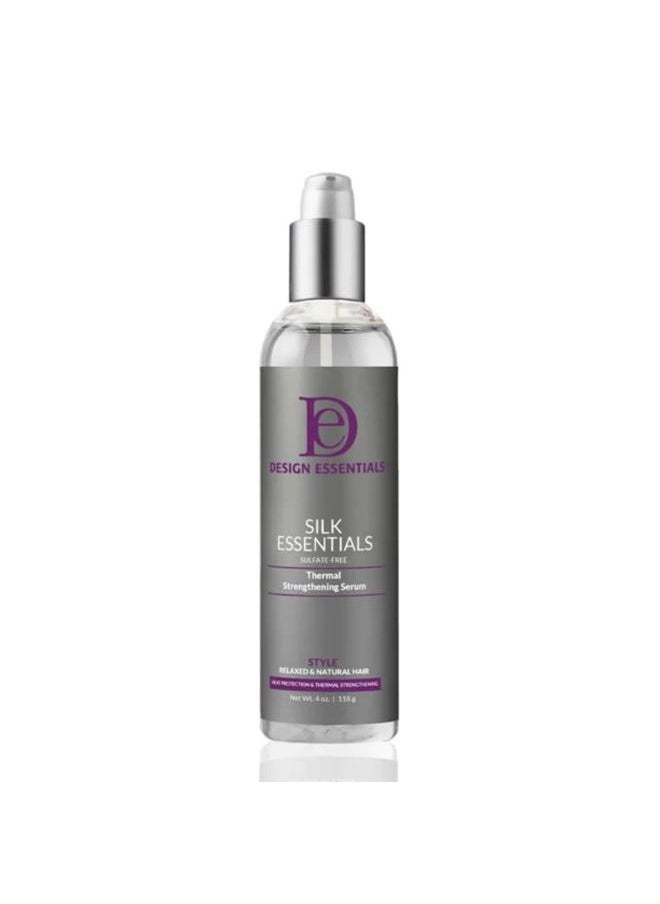 Design Essentials Silk Essentials Thermal Strengthening Serum, for Salon Perfect Weightless Thermal Styles, 4 FL Oz., Clear 