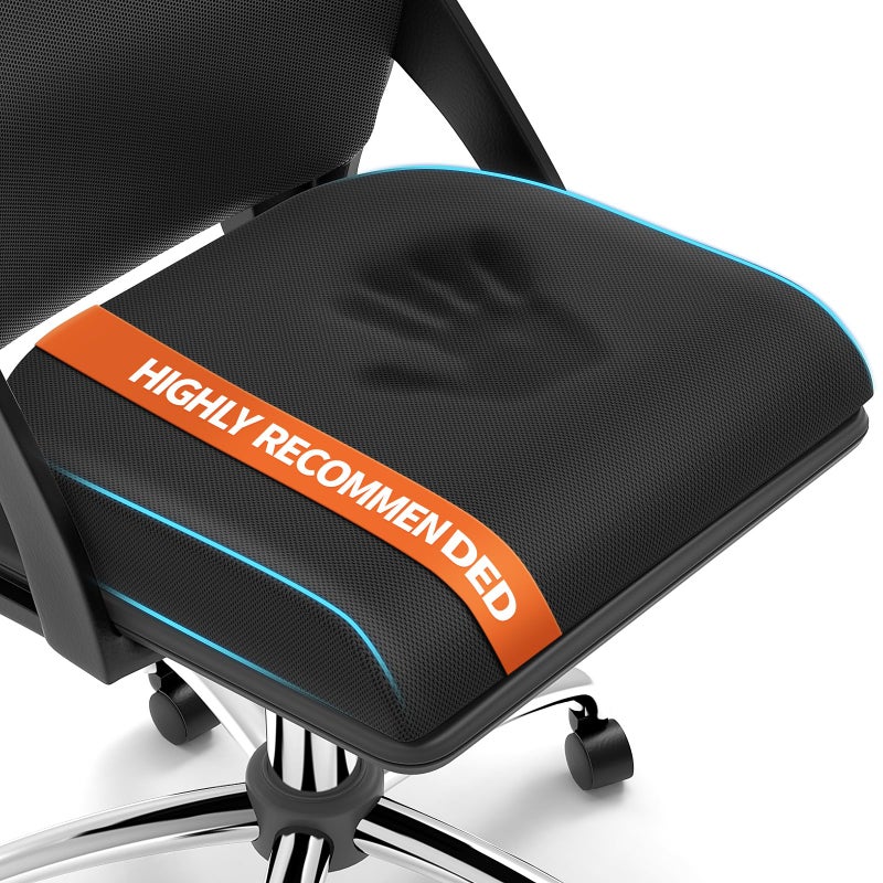 TranquilRelax Large Seat Cushionï¼ŒSoft Foam Cushion for Long Sitting Hours on Office Chair, Home & Car, Non-Slip Chair Pad for Relieving Back & Sciatica & Hip & Coccyx Pain (Black) - Image 1