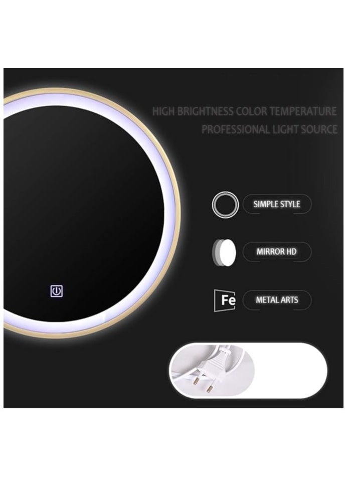 Nordic metal Wall Mounted LED Round Bathroom Mirror Lighted Makeup Vanity Mirror With Lights And Magnifier Circle Wall Mounted Shaving Mirror 60*60 Mirror intelligent Touch Dimmable and changing lights - pzsku/ZAA002D32A8D0FD98F9F5Z/45/_/1733694080/a6dce5a3-0ecd-451e-bf45-94e9a24d4700