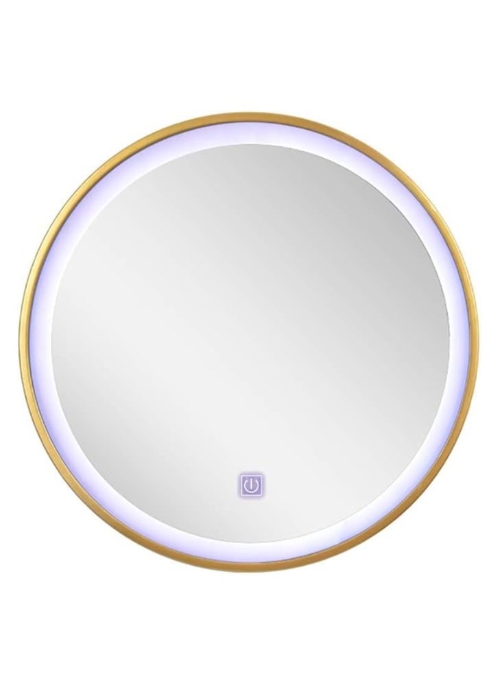 Nordic metal Wall Mounted LED Round Bathroom Mirror Lighted Makeup Vanity Mirror With Lights And Magnifier Circle Wall Mounted Shaving Mirror 60*60 Mirror intelligent Touch Dimmable and changing lights - pzsku/ZAA002D32A8D0FD98F9F5Z/45/_/1733694363/d9ed5e27-8b0c-433d-9274-a65e4abb4b17