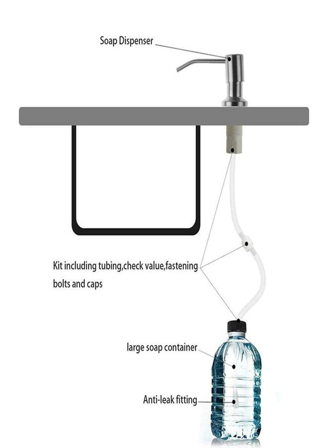 amiciCare Kitchen Sink Soap Dispenser Built-in Countertop S.S Steel Dispenser Pump with 360 Degree Rotating Head and 1.15m Extension Pipe (Dispenser Pump with Extension Pipe), Plastic - Image 4