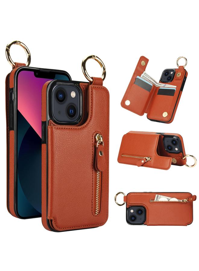 Zaboon Case For iPhone 13 Litchi Texture Zipper Double Buckle Card Bag Phone Case - Image 1