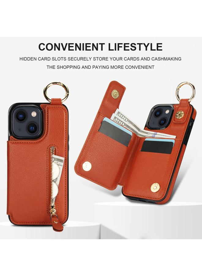 Zaboon Case For iPhone 13 Litchi Texture Zipper Double Buckle Card Bag Phone Case - Image 5
