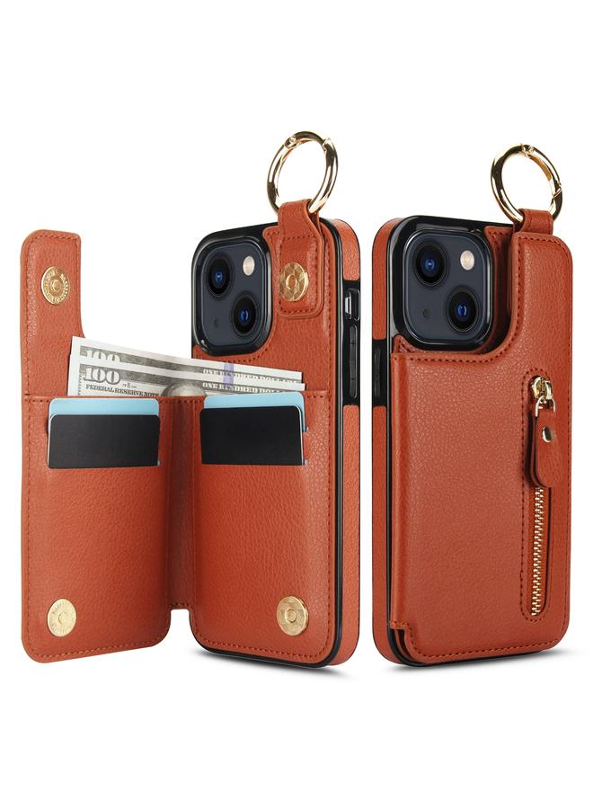 Zaboon Case For iPhone 13 Litchi Texture Zipper Double Buckle Card Bag Phone Case - Image 2