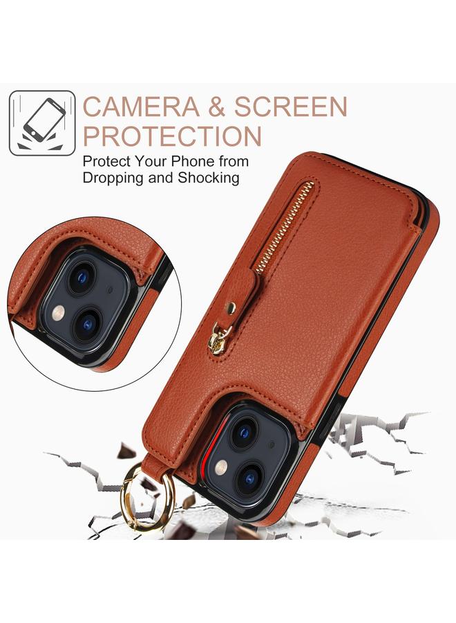 Zaboon Case For iPhone 13 Litchi Texture Zipper Double Buckle Card Bag Phone Case - Image 3